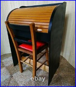Fab Vintage Retro Marmet Child's Children's Roll Top Wooden Desk Bureau & Chair