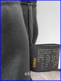 Fendi Mini Roll Black Bag & Authenticity Card Silver Tone Logo Ff Logo Jacquard