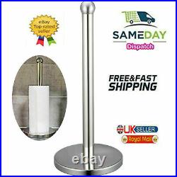 Free Standing S/ Steel Kitchen Roll Holder Paper Towel Metal Pole Stand