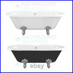 Freestanding Roll Top Traditional Classic Double Ended Bath Tub Chrome Feet