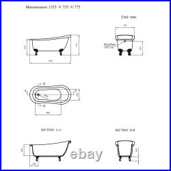 Freestanding Single Ended Roll Top Slipper Bath with Feet BeBa 25411/76758MASTER