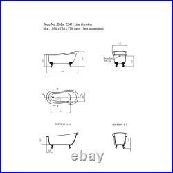 Freestanding Single Ended Roll Top Slipper Bath with Feet BeBa 25411/76758MASTER