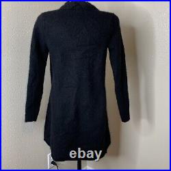 Frontgate Cashmere Braided Open Cardigan Sweater Black Sz Small Rolled Hem Tunic