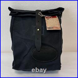 FrostRiver Roll Top Leather Bag Bushcraft Black Canvas Small New 11.8x11.6x5.1in