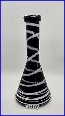 Fulvio Bianconi For Mazzega (Attributed) Murano Glass Rolled Top Bottle 13½