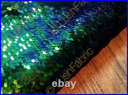 GREEN &BLACK MERMAID Reversible 5mm Sequin Fabric Flip 2 Tone 130cm wide