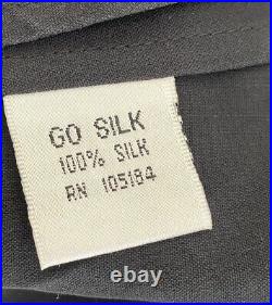 Go by Go Silk NEW Old Stock Solid Black 100% Silk Top Blouse Roll Tab Sleeves 2X