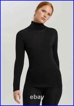 Hanro Woolen Silk Wool Thermal Turtle Neck Base Layer Black Top in Medium