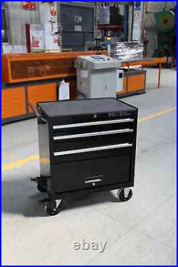 Hilka Tool Trolley Chest professional 3 drawer black metal storage roll cabinet
