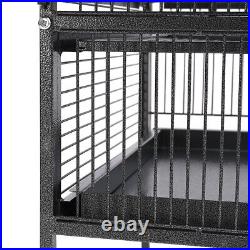 Iron Bird Cage Open-Top Parrot Cage with Rolling Stand for Small-Sized Parrots