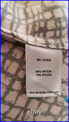 JOHN MARK Size XL Roll Tab Shirt Blouse Top Black Beige NWOT Rayon Linen Look