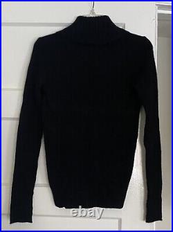 J. Crew Black Shawl Roll V Neck 100% Cashmere Sweater XS Extra Small
