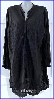 Johnny Was Black Baro Embroidered Tunic Blouse Top Shirt Size 1x
