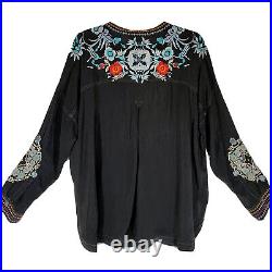 Johnny Was Johrdan Womens Blouse Medium Floral Embroidered Tunic Top New w Tags