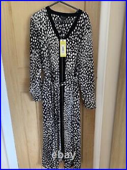 Karen Millen Cheetah Midi Dress UK 16 18 1BNWT Midaxi Black White RRP 199