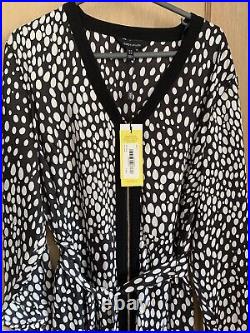 Karen Millen Cheetah Midi Dress UK 16 18 1BNWT Midaxi Black White RRP 199