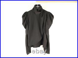 LEMAIRE women's button-up draped roll-neck top in black size 34