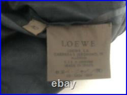 LOEWE Soft Black Leather Rolled Sleeve Top Shirt with Drawstring 42 UK 12