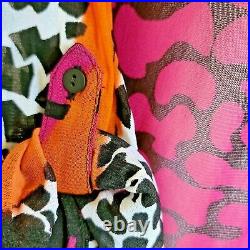 LYNN RITCHIE Pink Orange Black Animal Print Mesh Blouse & Jersey Tank Top S NWT
