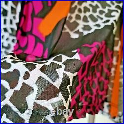 LYNN RITCHIE Pink Orange Black Animal Print Mesh Blouse & Jersey Tank Top S NWT