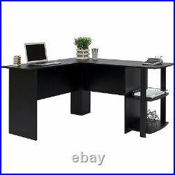 L-shaped Computer Desk Corner Gaming Table Workstation Office Study 2 Tiers