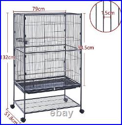 Large Bird Cage Parrot Cage Open Top Rolling Wheels for Canary Budgie Parakeet