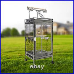 Large Metal Rolling Bird Cage for Parrot Canary Cockatiel Parakeet with Play Top