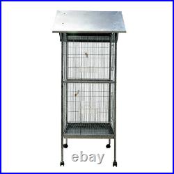 Large Metal Roof Top Rolling Bird Cage Canary Parrot Cockatiel 2 Perches House