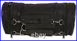 Large Triple Zipper Pocketed Roll Top Tube Motorcycle Bag Fits Most Harley's