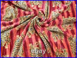 Luxury Indian Red Soft Velvet Animal Print Fabric Upholstery Dressmaking Sewing