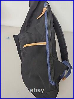 MASTER-PIECE Roll Top Backpack Black & Blue Nylon Twill Fabric Leather