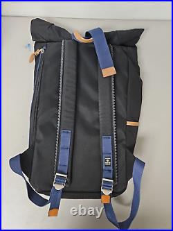 MASTER-PIECE Roll Top Backpack Black & Blue Nylon Twill Fabric Leather