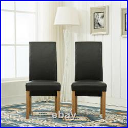 MCC Dining Chairs Set of 2 Faux Leather Dining Chairs Roll Top Scroll High Back