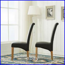 MCC Dining Chairs Set of 2 Faux Leather Dining Chairs Roll Top Scroll High Back