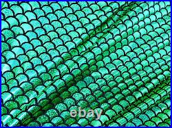 MERMAID Scale Fabric Fish Tail Material Stretch Spandex 145cm wide GREEN BLACK