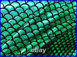 MERMAID Scale Fabric Fish Tail Material Stretch Spandex 145cm wide GREEN BLACK
