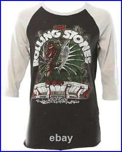 Madeworn Rolling Stones Glitter Dragon Raglan Tee Shirt Top Size Small