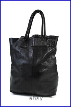 Maje Womens Rolled Handle Large Top Handle Open Tote Handbag Black