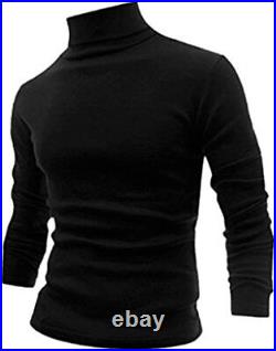 Men Turtle Roll Neck Polyester Winter Warm Pullover Top Hoodies Knitwear