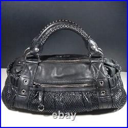 Miu Miu Black Vintage Perforated Nappa Leather Sport 2 Bauletto Bag