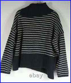 NEW ALLSAINTS Maddie Foldover Roll Neck Sweater Black White Striped XS/S #S5539