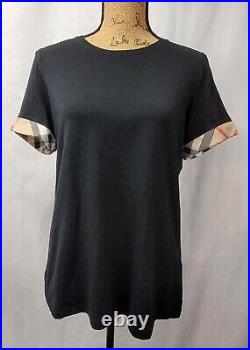 NWT $260 Burberry Brit Short Sleeve Top T-Shirt Black Stretch Size XL