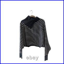 NWT Allsaints Maddie Cropped Striped Roll Neck Top Women's Size XS Long Sleeve