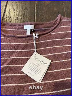 NWT Garnet Hill Sweater Womens Cashmere Mauve Striped Roll Neck XL