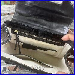 Nancy Gonzalez Flap Pocket Bag Genuine Crocodile Medium BLK Purse Rolled Handle