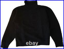 New Nagnata Black Rib Organic Cotton Polo Neck Pullover XS Yoga Sports Knit Top