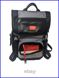 New Tumi Alpha Bravo Lark Roll-Top Backpack withLeather Trim Gray Red 232651GBR