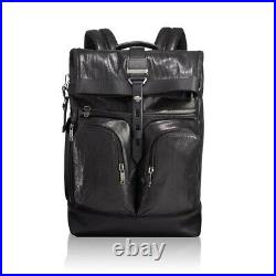 New Tumi Alpha Bravo London Roll-Top Backpack Black Leather 932388DL