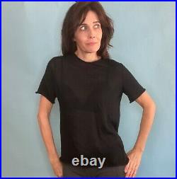 Nwt THE ROW Cashmere Top Sz S black short roll sleeves