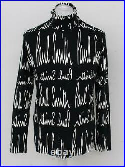PAUL SMITH Men's Black/White Roll Neck Archive Logo Long Sleeve Top Size S BNWT